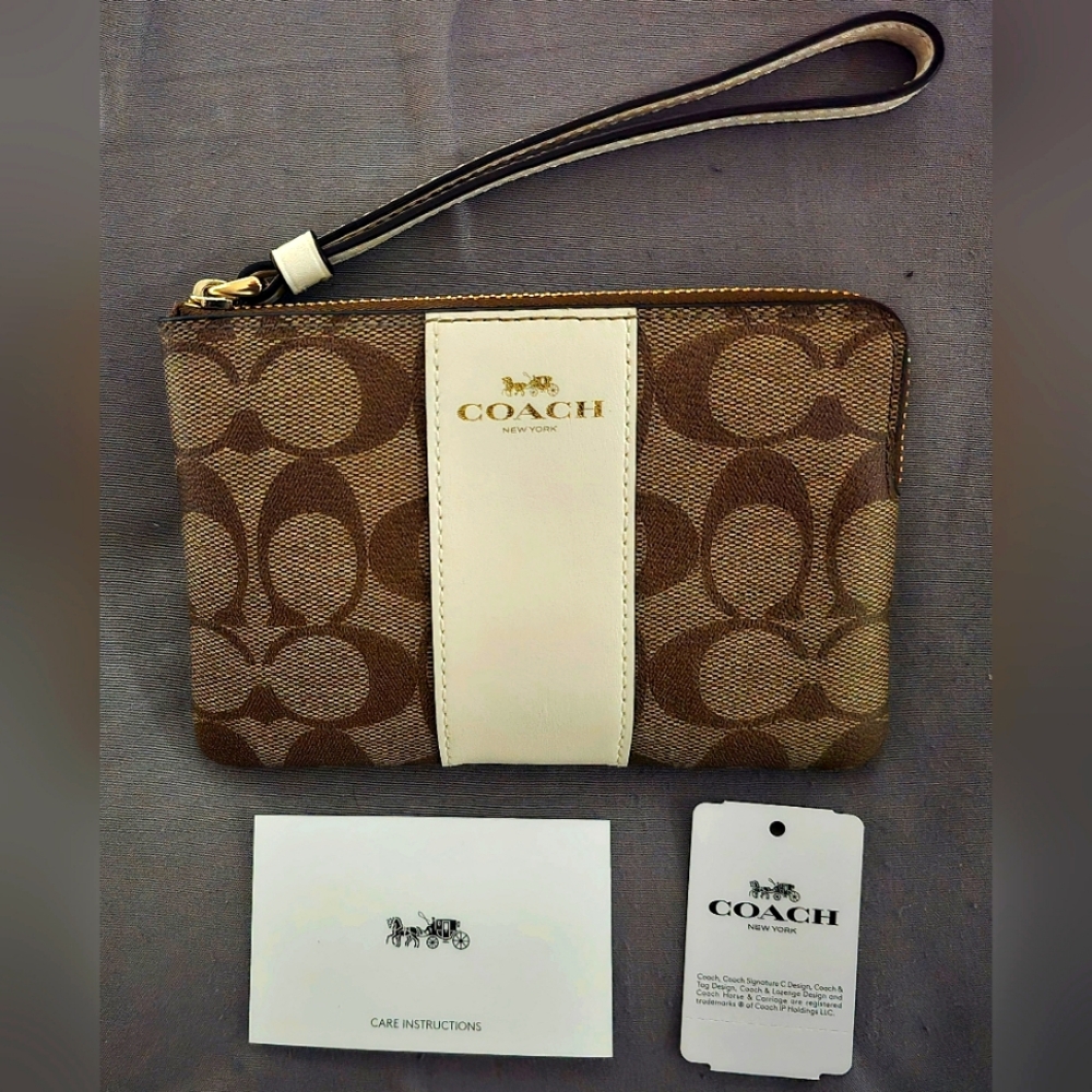 Coach Signature Brown Wristlet